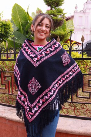 Huipil acrílico azul rosas